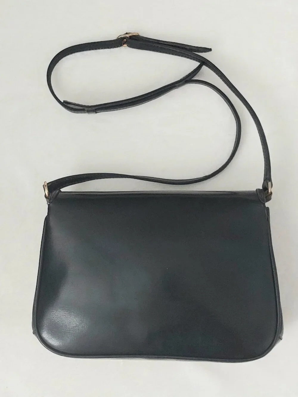 VTG 1970s Gucci Black Calfskin Leather Interlocking Horsebit Flap Shoulder Bag